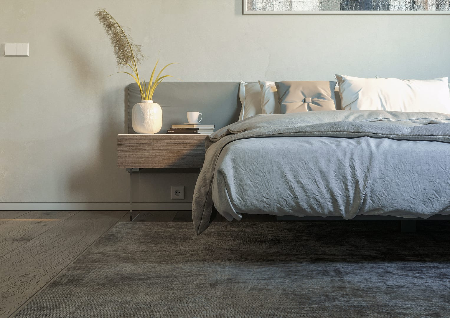 House GMB, particolare con letto e comodino lago